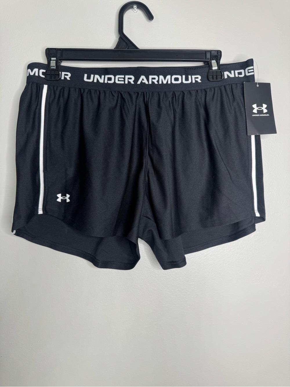 Under Armour Black Women's Performance Athletic Shorts with White Trim